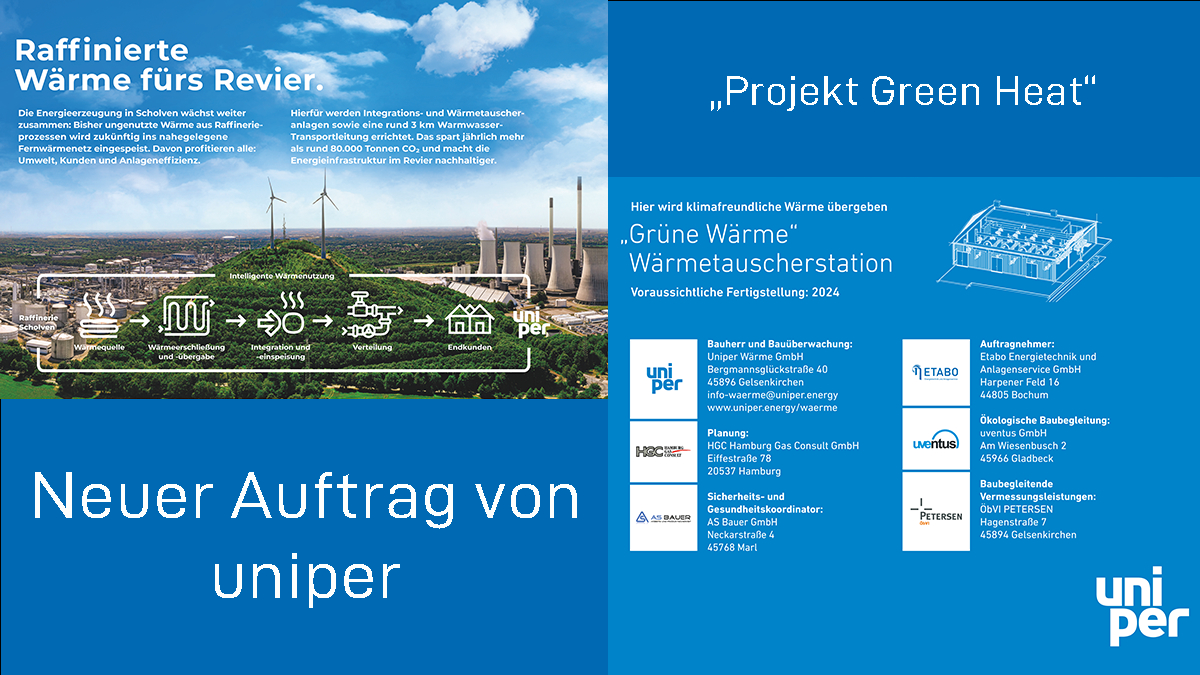 Challenging order from Uniper for the "Green Heat" project in Gelsenkirchen, Scholven
