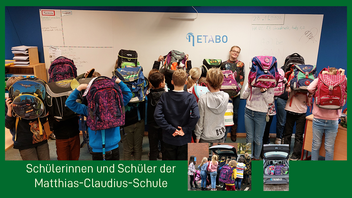 Tolle Unterstützung bei unserer GAIN Schulranzen-Aktion durch die 5. Klässler der Matthias-Claudius-Schule